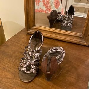 Dolce Vita bronze color with brown accent leather sandals with 2” wedge heels